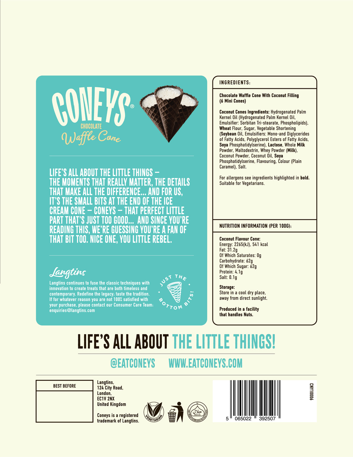Coneys Chocolate Coconut Waffle Cones