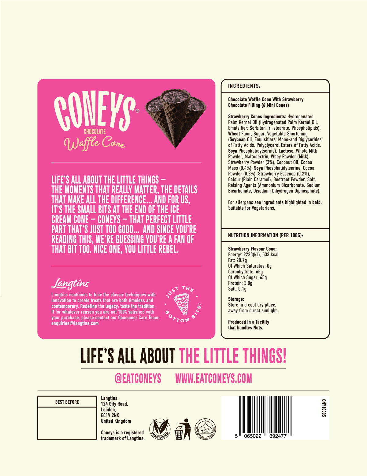 Coneys Chocolate Strawberry Waffle Cones